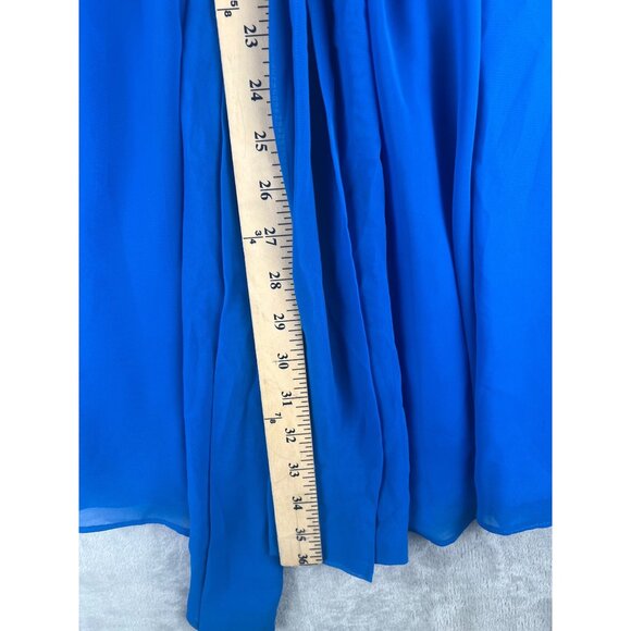 Calvin Klein Blue Sleeveless Pleated A-Line Dress With Belt Size 4 - Picture 5 of 11